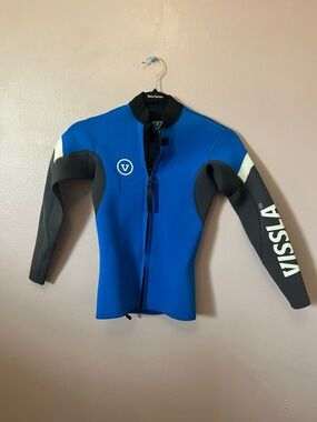 VISSLA Royal Blue and Black Front-Zip Surf Wetsuit Jacket